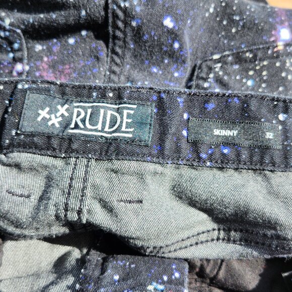 HOT TOPIC XXX RUDE Galaxy Print Skinny Jeans Size 32 - Picture 8 of 9